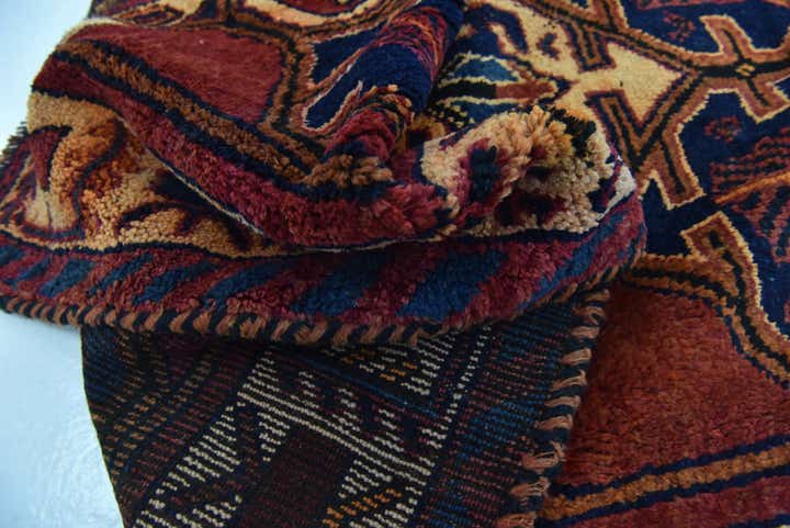 4' 3 x 12' 5 Hand Knotted Shiraz-Lori Persian Wool Runner Rug