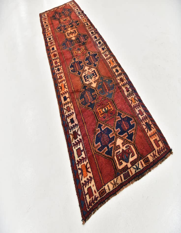 Detail image of 4' 3 x 12' 5  Hand Knotted Shiraz-Lori Persian Wool Runner Rug