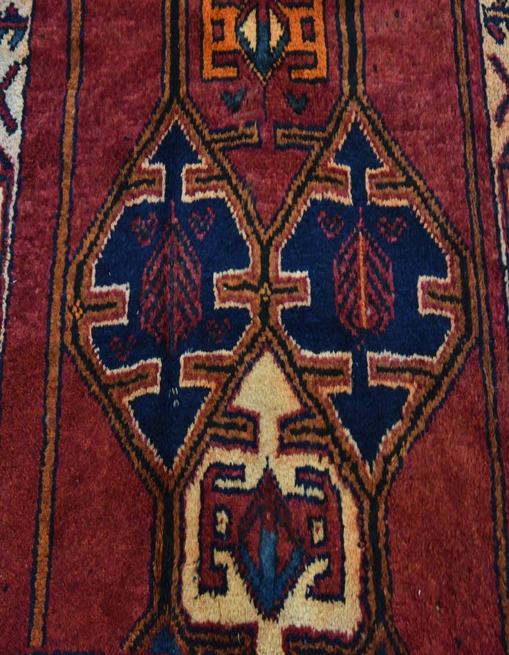 Detail image of 4' 3 x 12' 5  Hand Knotted Shiraz-Lori Persian Wool Runner Rug