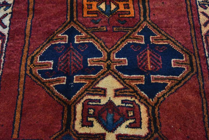 4' 3 x 12' 5 Hand Knotted Shiraz-Lori Persian Wool Runner Rug