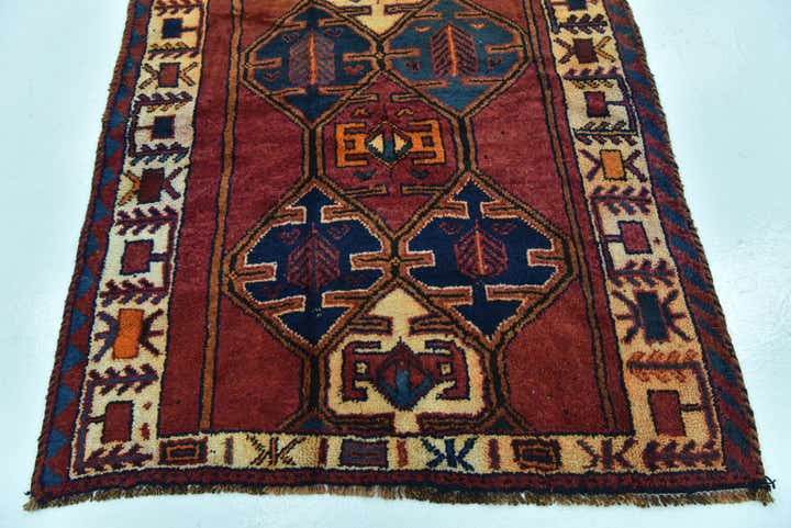 4' 3 x 12' 5 Hand Knotted Shiraz-Lori Persian Wool Runner Rug