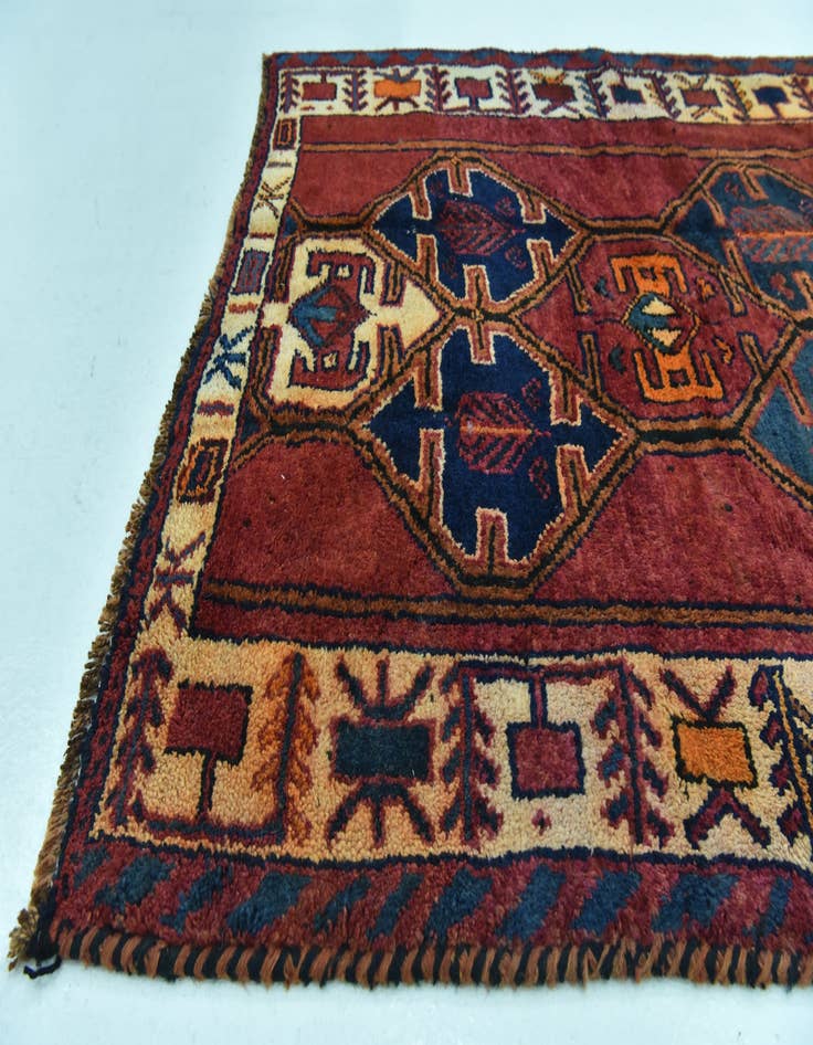 Detail image of 4' 3 x 12' 5  Hand Knotted Shiraz-Lori Persian Wool Runner Rug