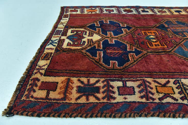 Detail image of 4' 3 x 12' 5 Hand Knotted Shiraz-Lori Persian Wool Runner Rug