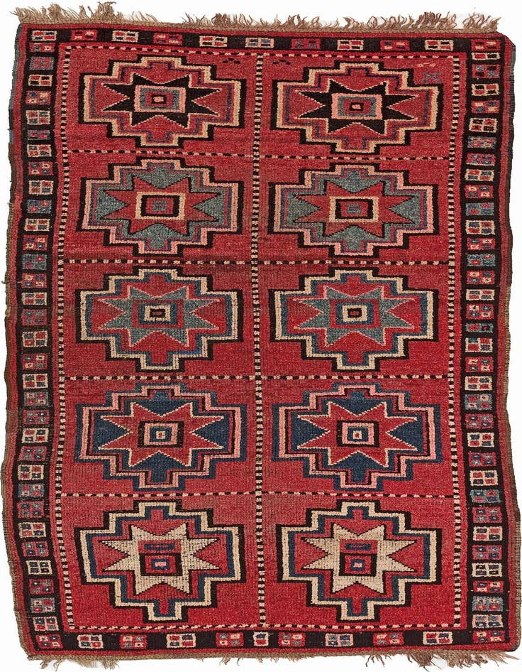 Detail image of 3' 10 x 8' 7 Hand Knotted Shiraz Persian Wool Runner Rug