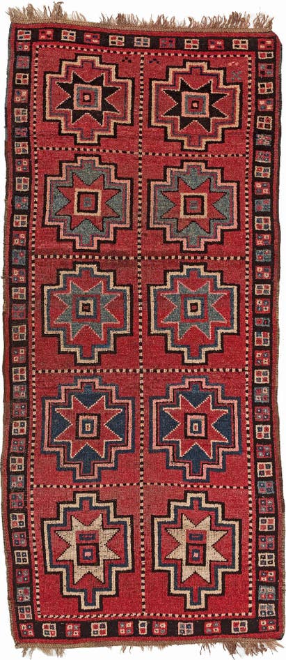 Detail image of 3' 10 x 8' 7 Hand Knotted Shiraz Persian Wool Runner Rug