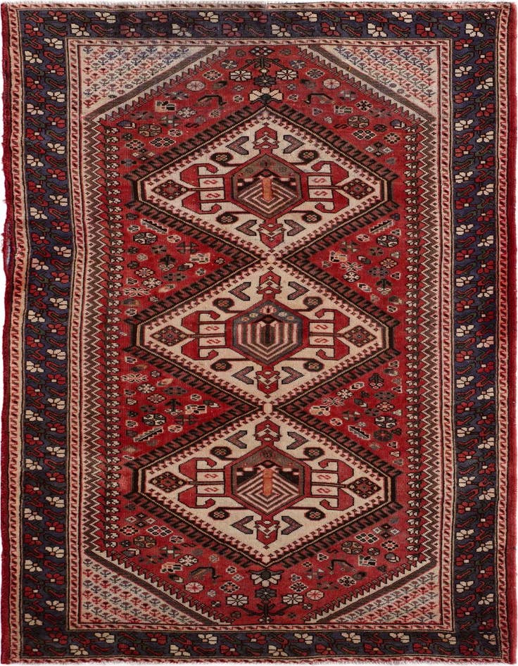 Detail image of 5' x 9' 9 Hand Knotted Shiraz Persian Wool Runner Rug