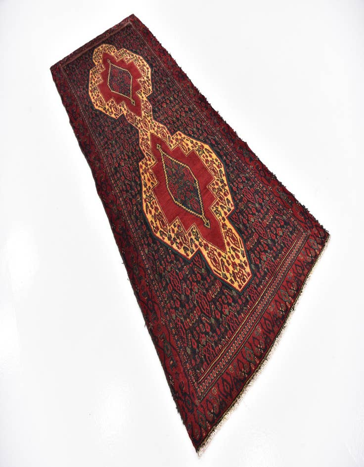 Detail image of 3' 9 x 9' 3  Hand Knotted Songhor Persian Wool Runner Rug