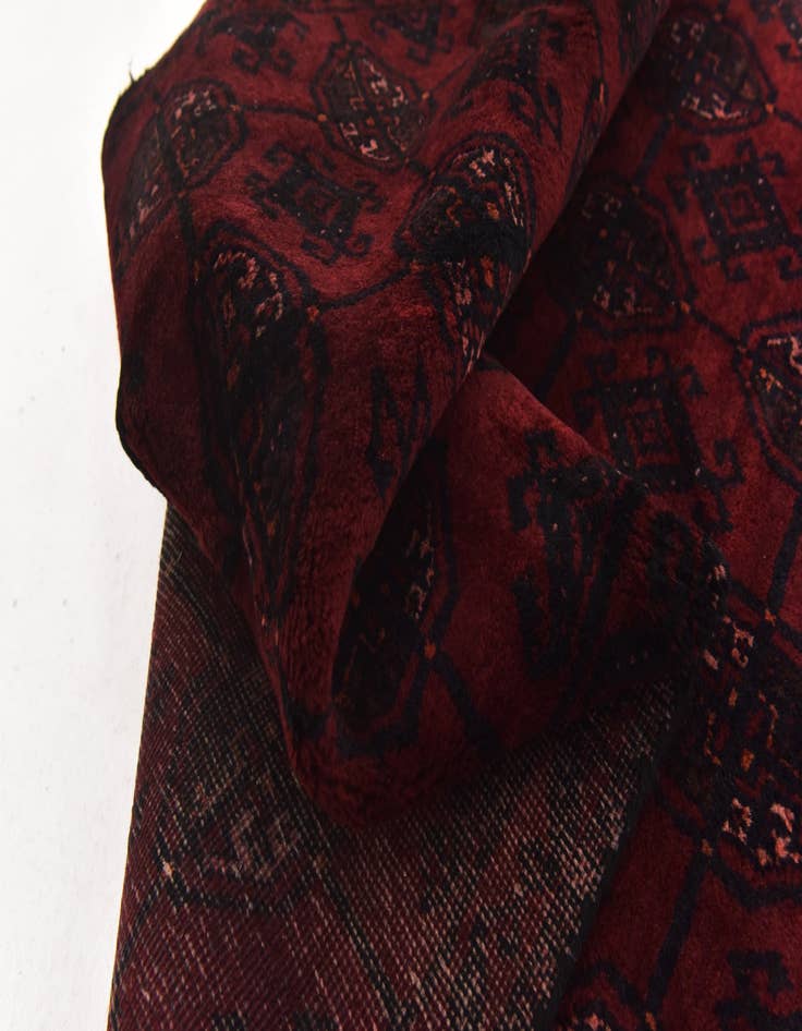 Detail image of 3' x 6' 7 Hand Knotted Torkaman Persian Wool Runner Rug