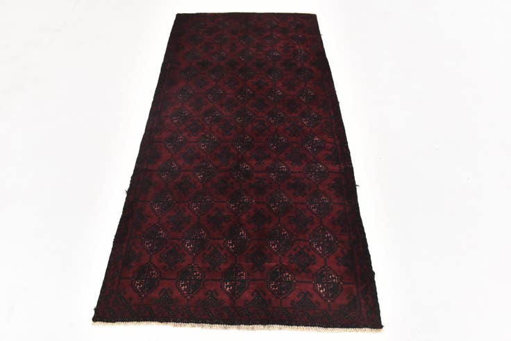 Detail image of 3' x 6' 7 Hand Knotted Torkaman Persian Wool Runner Rug