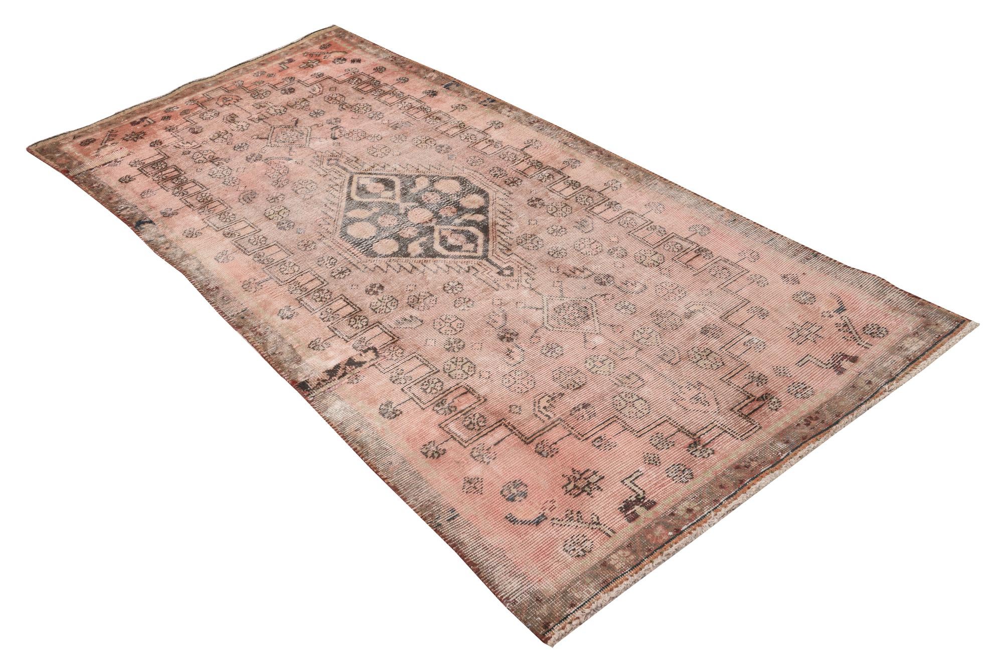 3' 4 x 7' 2 Hand Knotted Ultra Vintage Persian Wool Runner Rug