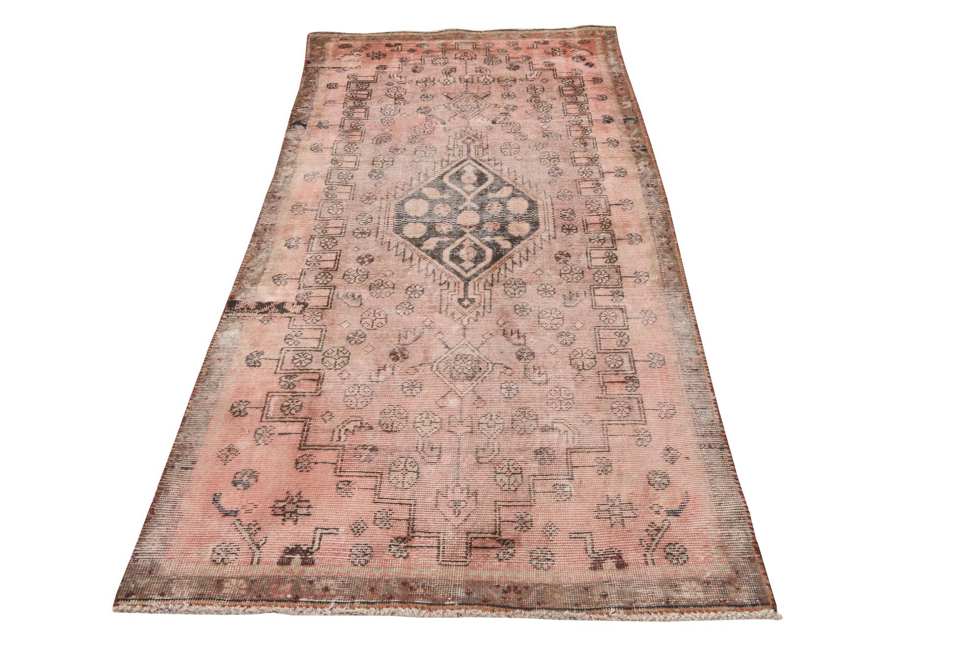 3' 4 x 7' 2 Hand Knotted Ultra Vintage Persian Wool Runner Rug