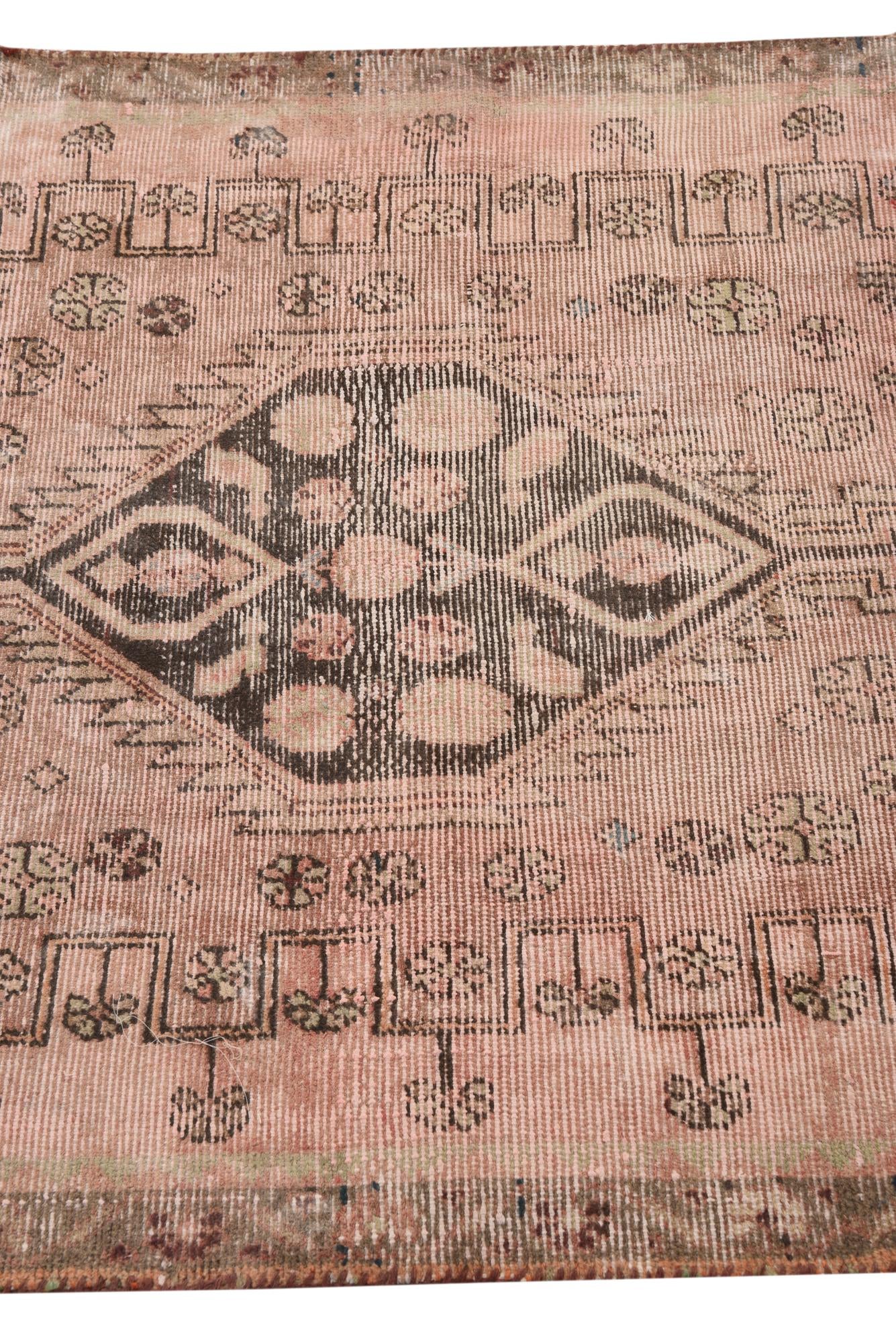 3' 4 x 7' 2 Hand Knotted Ultra Vintage Persian Wool Runner Rug
