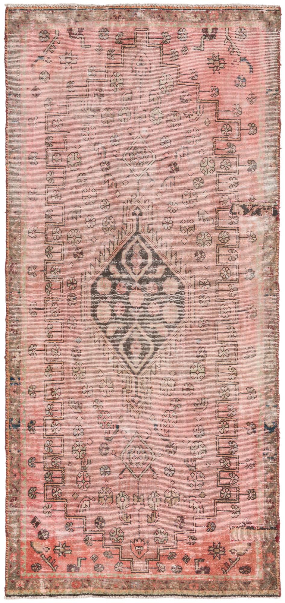 3' 4 x 7' 2 Hand Knotted Ultra Vintage Persian Wool Runner Rug