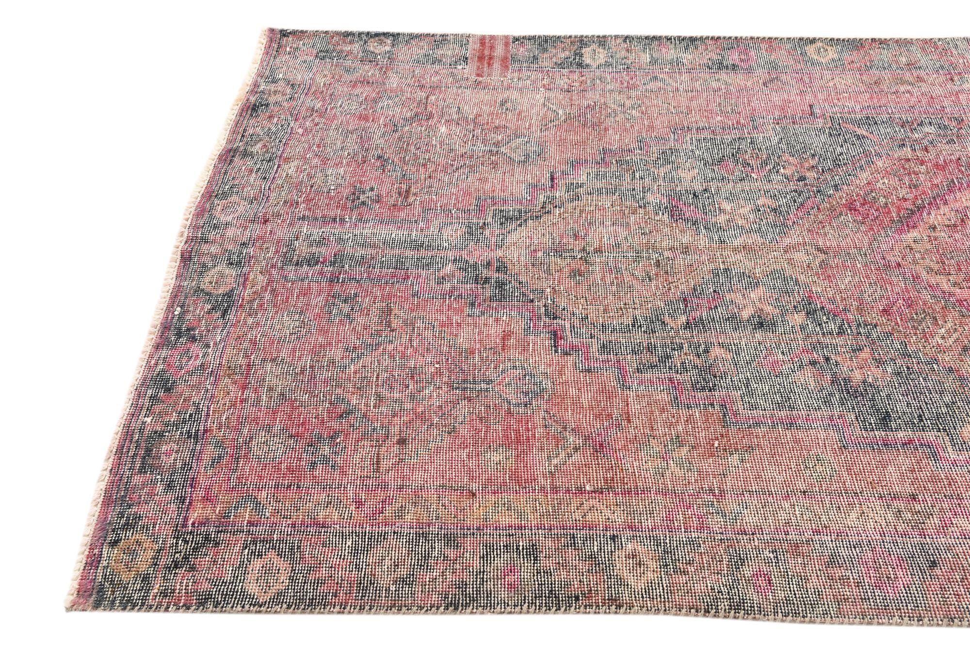 4' 5 x 9' 3 Hand Knotted Ultra Vintage Persian Wool Runner Rug