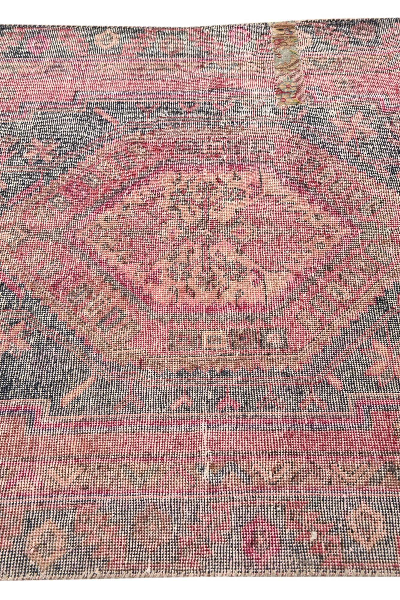 4' 5 x 9' 3 Hand Knotted Ultra Vintage Persian Wool Runner Rug
