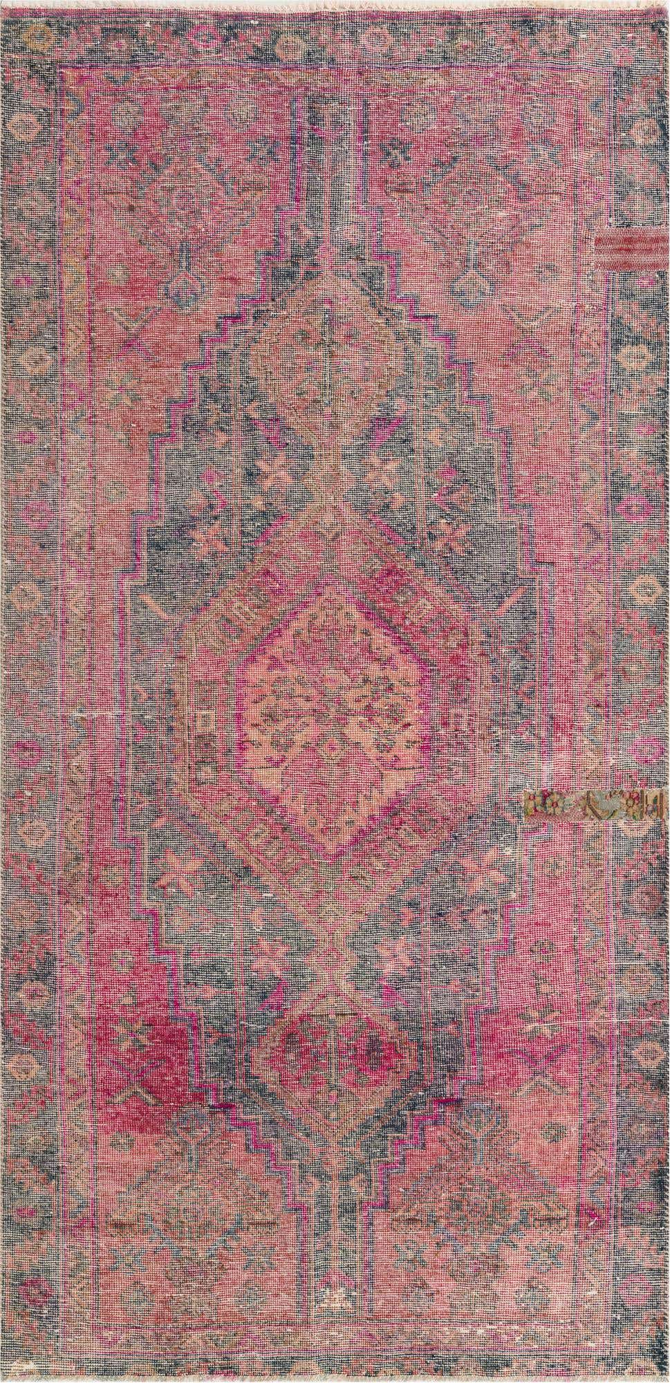 4' 5 x 9' 3 Hand Knotted Ultra Vintage Persian Wool Runner Rug
