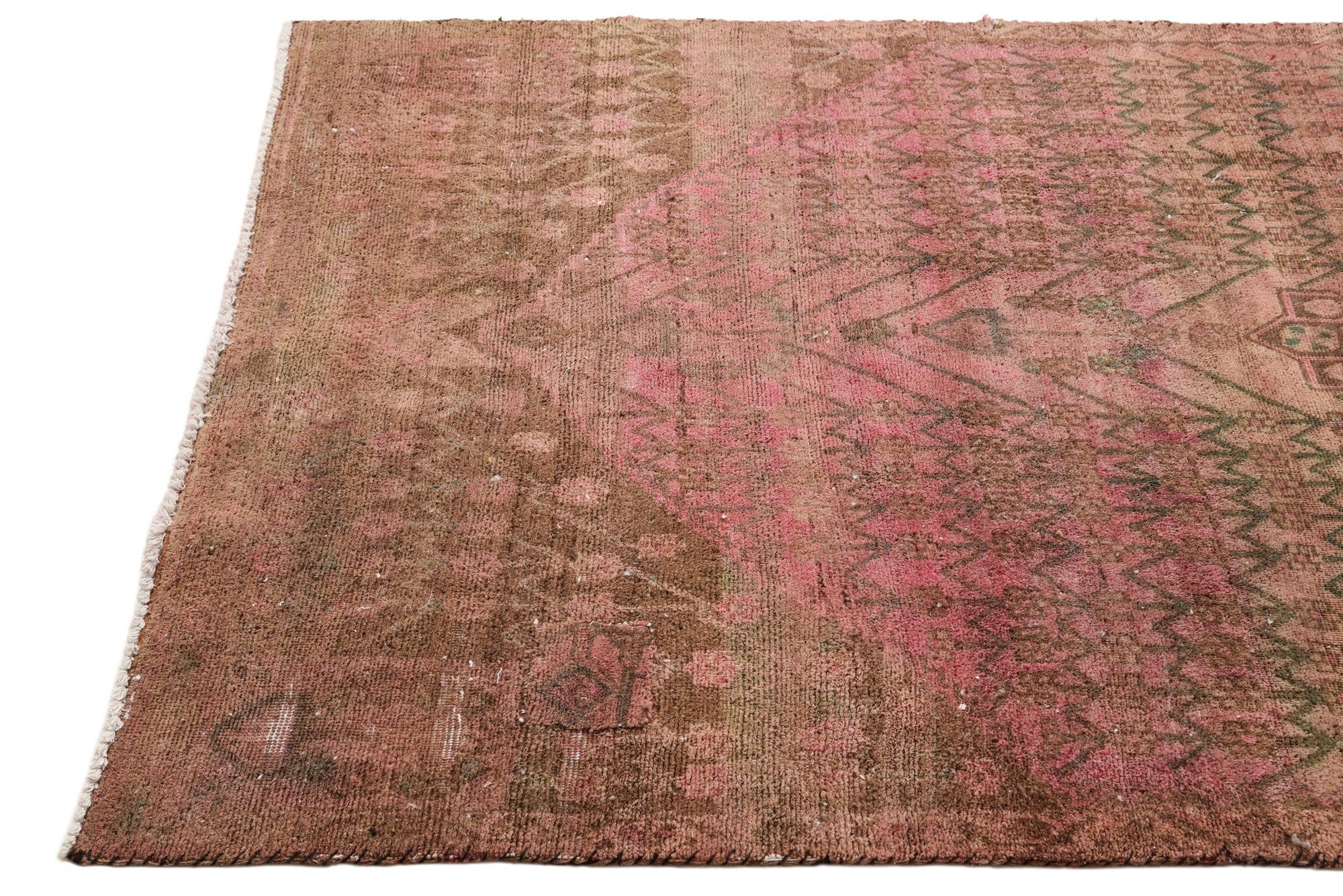 3' 9 x 10' 4 Hand Knotted Ultra Vintage Persian Wool Runner Rug