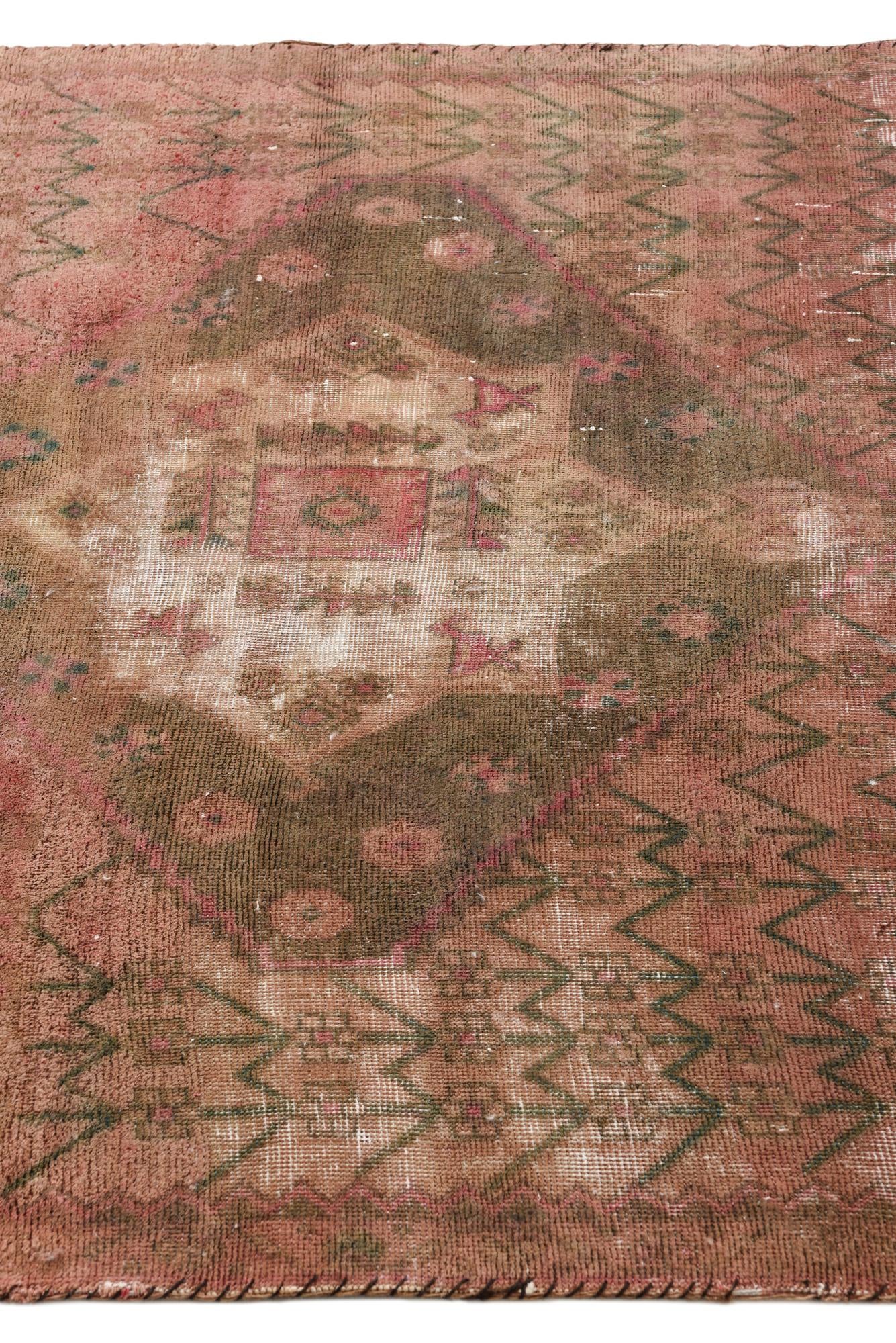 3' 9 x 10' 4 Hand Knotted Ultra Vintage Persian Wool Runner Rug