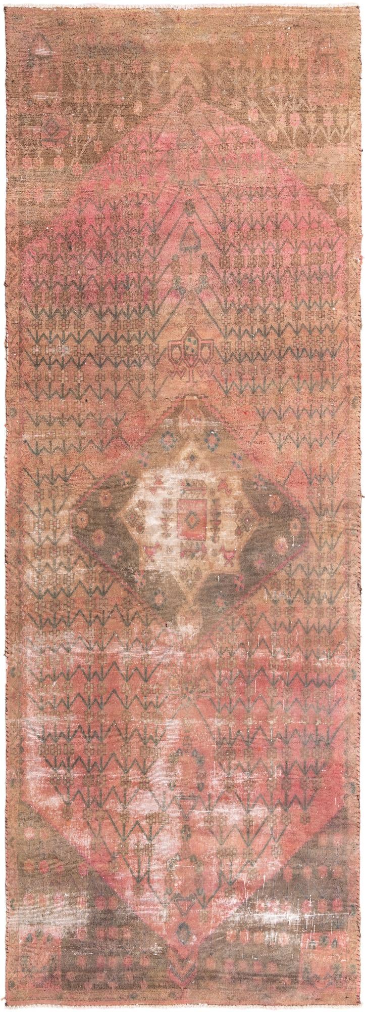 3' 9 x 10' 4 Hand Knotted Ultra Vintage Persian Wool Runner Rug