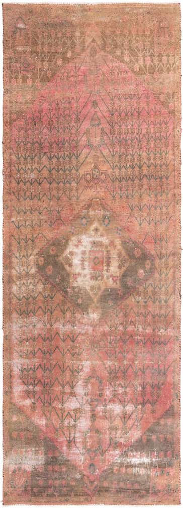 3' 9 x 10' 4 Hand Knotted Ultra Vintage Persian Wool Runner Rug