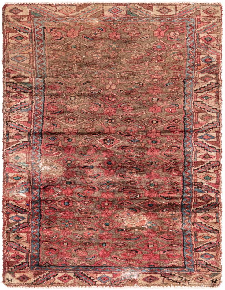 Detail image of 2' 9 x 6' 9 Hand Knotted Ultra Vintage Persian Wool Runner Rug