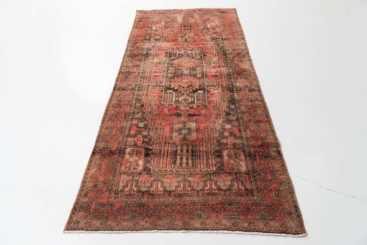 4' 2 x 9' 2 Hand Knotted Ultra Vintage Persian Wool Runner Rug