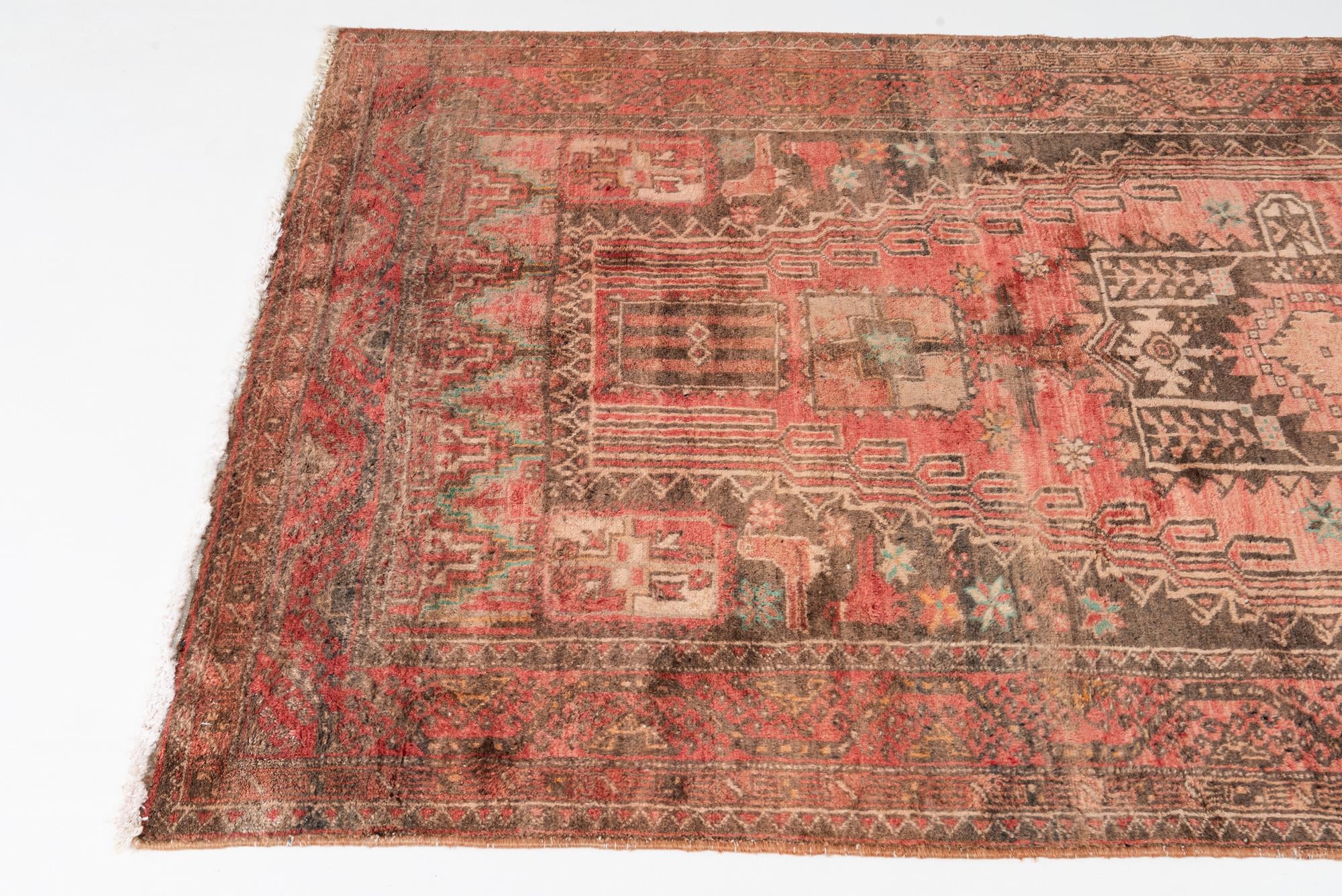 4' 2 x 9' 2 Hand Knotted Ultra Vintage Persian Wool Runner Rug
