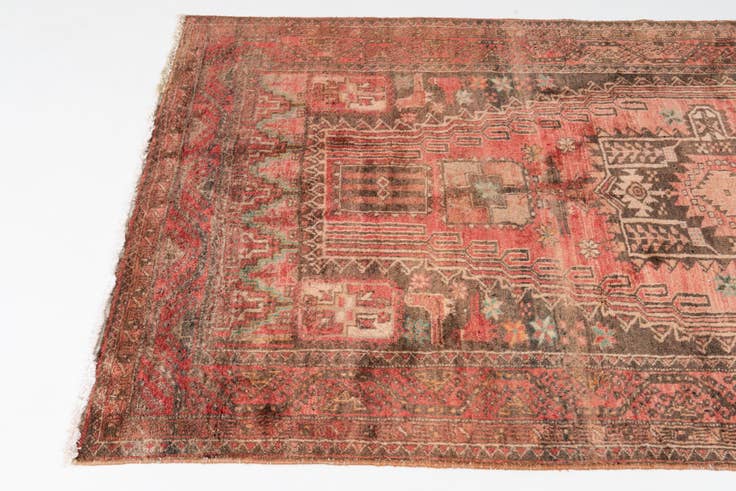 Detail image of 4' 2 x 9' 2 Hand Knotted Ultra Vintage Persian Wool Runner Rug