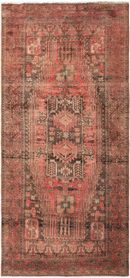 Detail image of 4' 2 x 9' 2 Hand Knotted Ultra Vintage Persian Wool Runner Rug