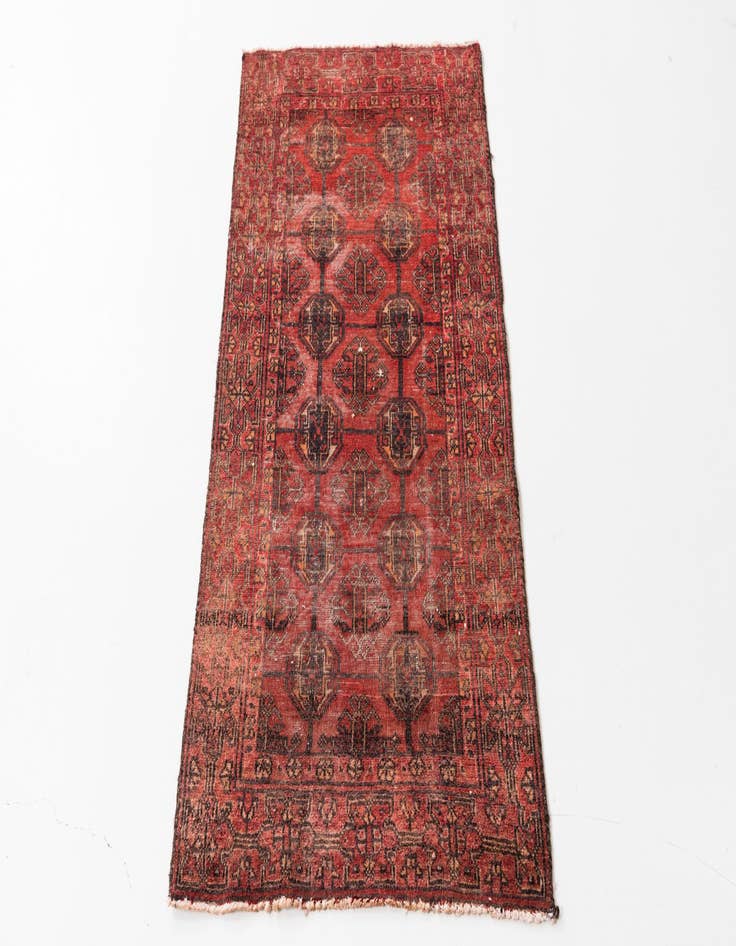 Detail image of 2' 1 x 4' Hand Knotted Ultra Vintage Persian Wool Runner Rug