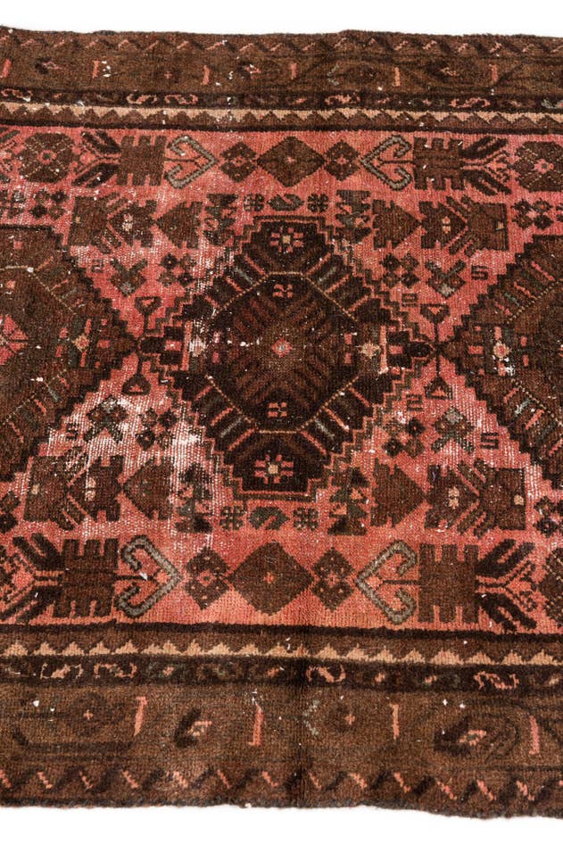 Detail image of 3' 2 x 6' 1 Hand Knotted Ultra Vintage Persian Wool Runner Rug