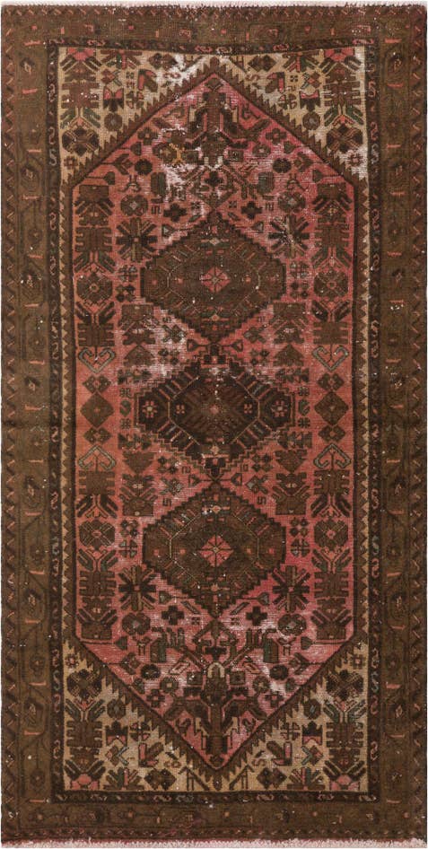 Detail image of 3' 2 x 6' 1 Hand Knotted Ultra Vintage Persian Wool Runner Rug