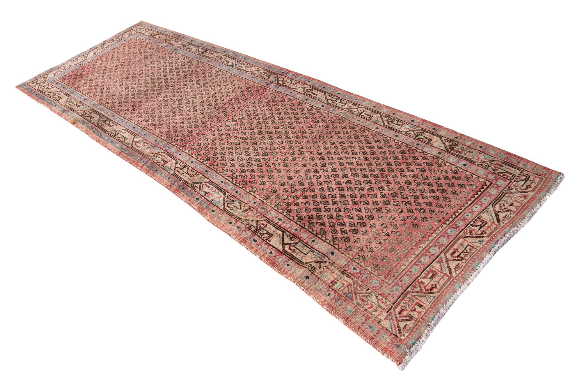 3' 6 x 10' Hand Knotted Ultra Vintage Persian Wool Runner Rug