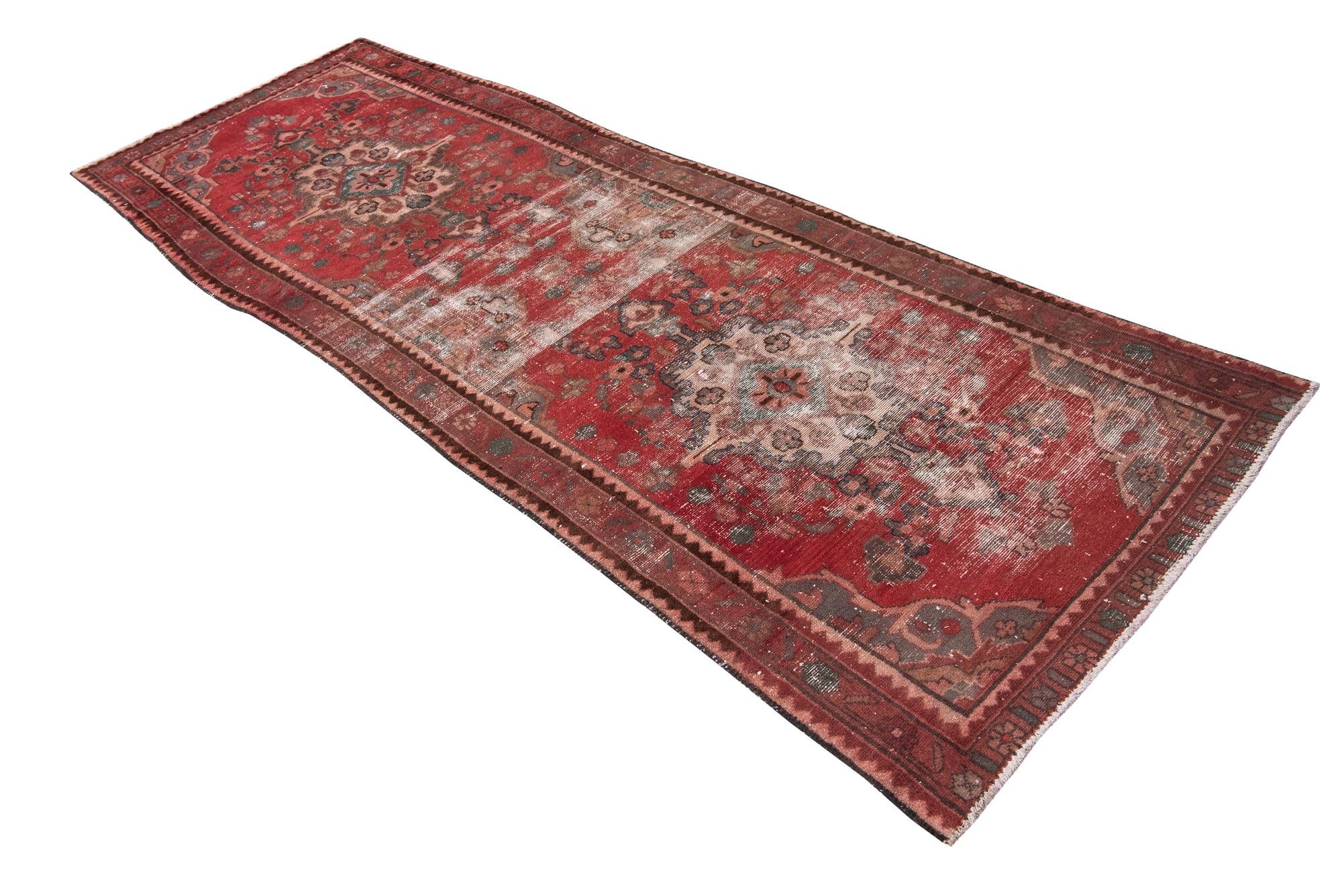 3' 4 x 9' 7 Hand Knotted Ultra Vintage Persian Wool Runner Rug
