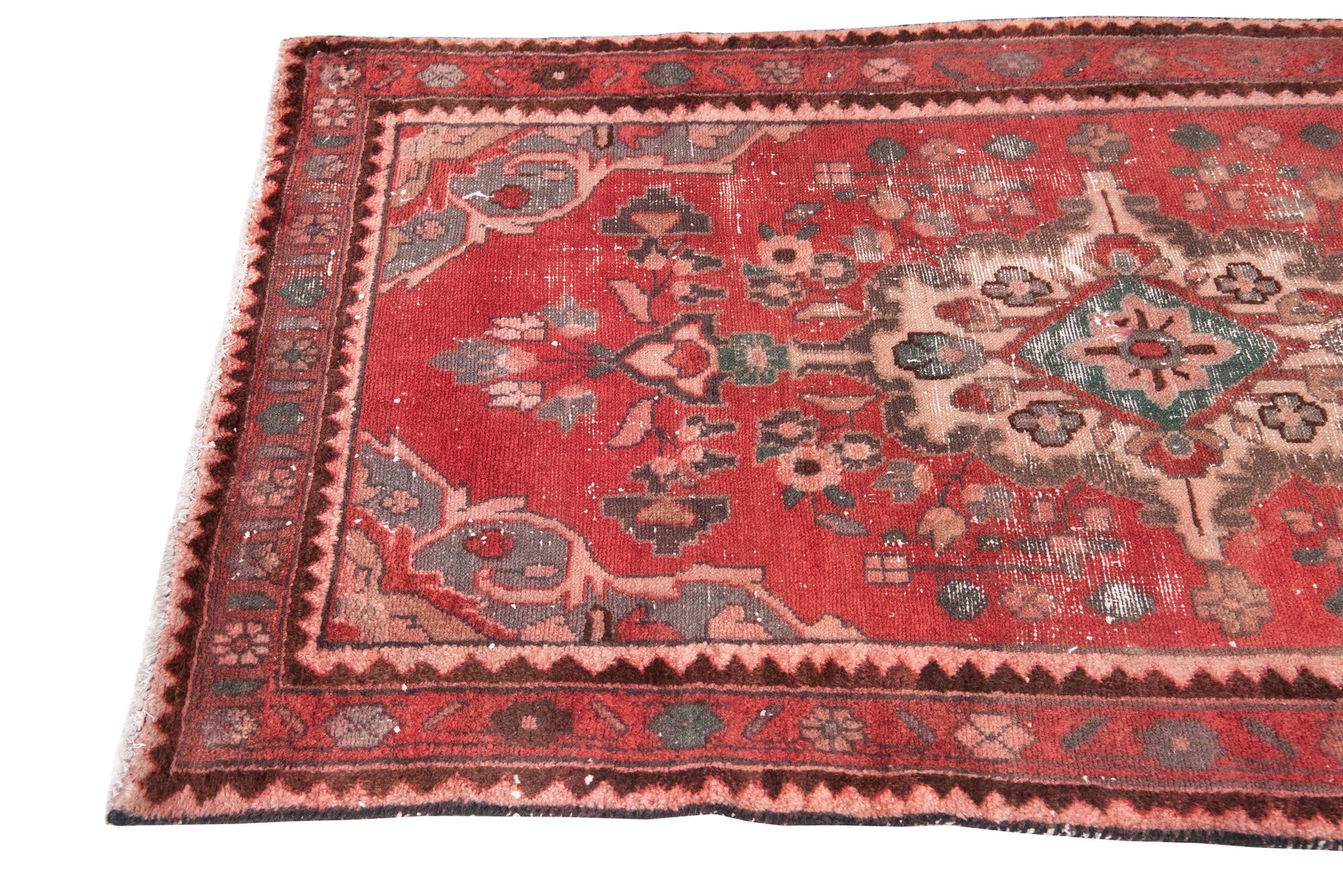 3' 4 x 9' 7 Hand Knotted Ultra Vintage Persian Wool Runner Rug