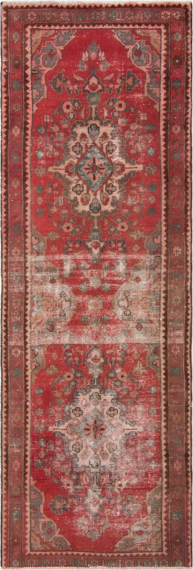3' 4 x 9' 7 Hand Knotted Ultra Vintage Persian Wool Runner Rug