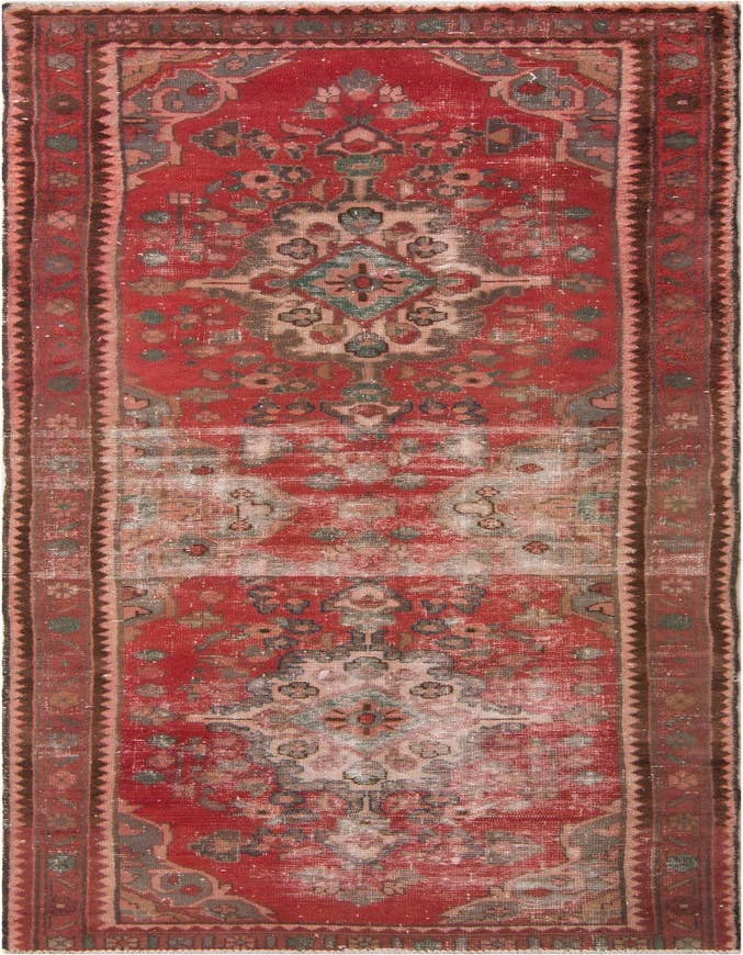 Detail image of 3' 4 x 9' 7 Hand Knotted Ultra Vintage Persian Wool Runner Rug