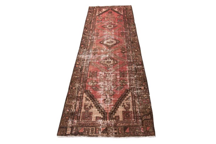 Detail image of 3' x 9' 2 Hand Knotted Ultra Vintage Persian Wool Runner Rug