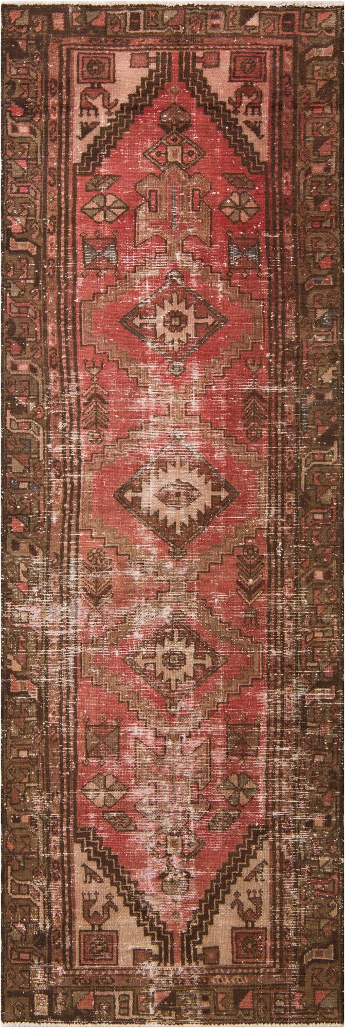 3' x 9' 2 Hand Knotted Ultra Vintage Persian Wool Runner Rug