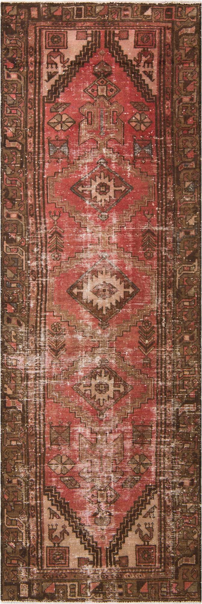 3' x 9' 2 Hand Knotted Ultra Vintage Persian Wool Runner Rug