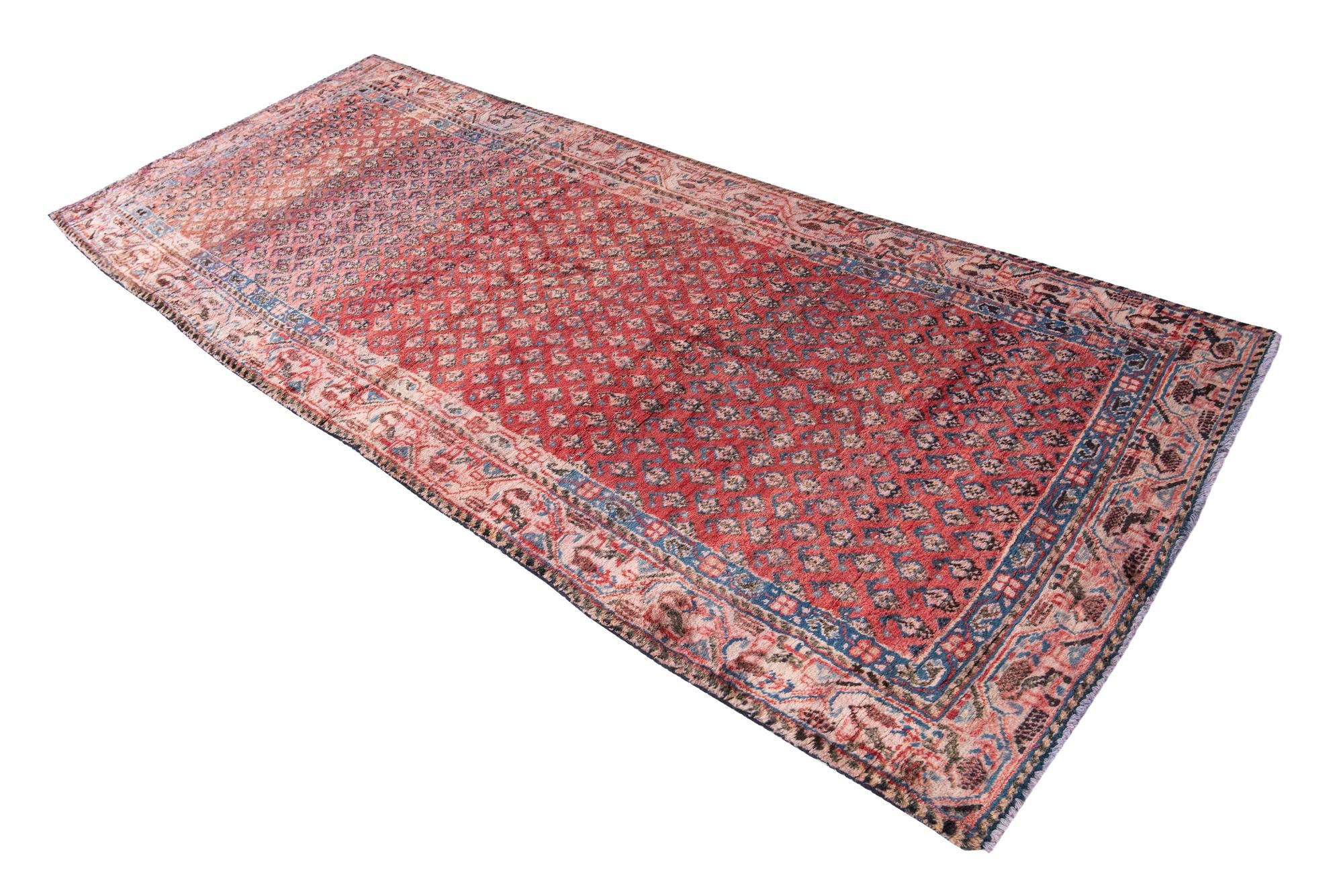 3' 10 x 9' 6 Hand Knotted Ultra Vintage Persian Wool Runner Rug