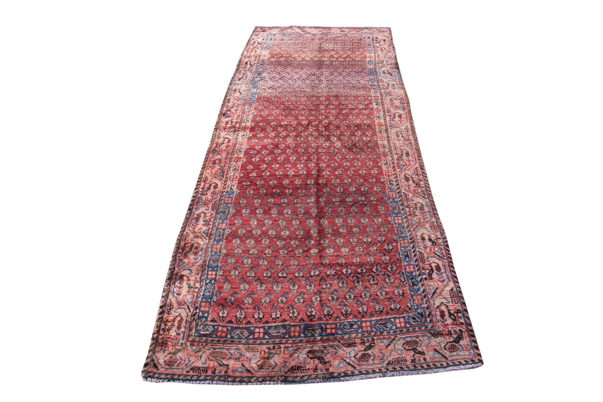 3' 10 x 9' 6 Hand Knotted Ultra Vintage Persian Wool Runner Rug