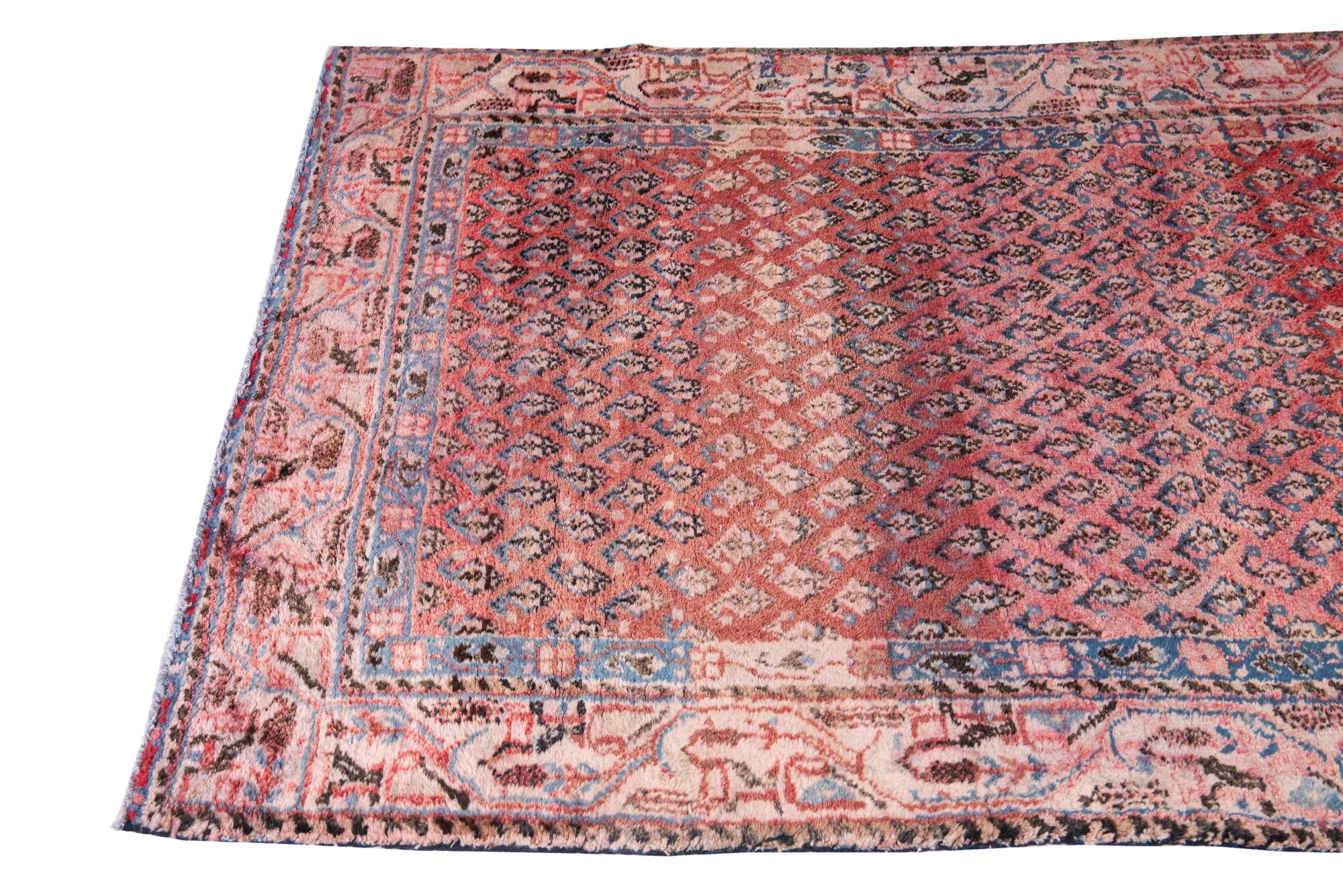 3' 10 x 9' 6 Hand Knotted Ultra Vintage Persian Wool Runner Rug