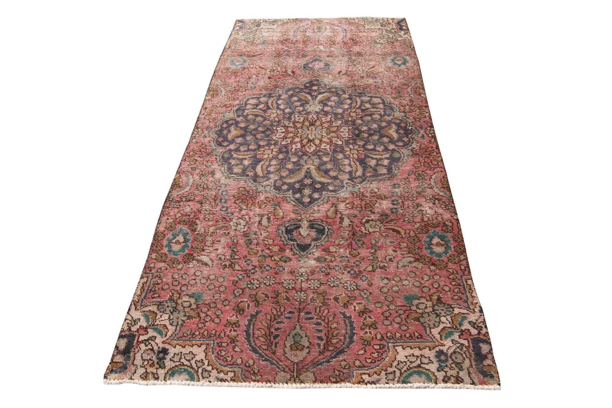 3' 10 x 8' 1 Hand Knotted Ultra Vintage Persian Wool Runner Rug