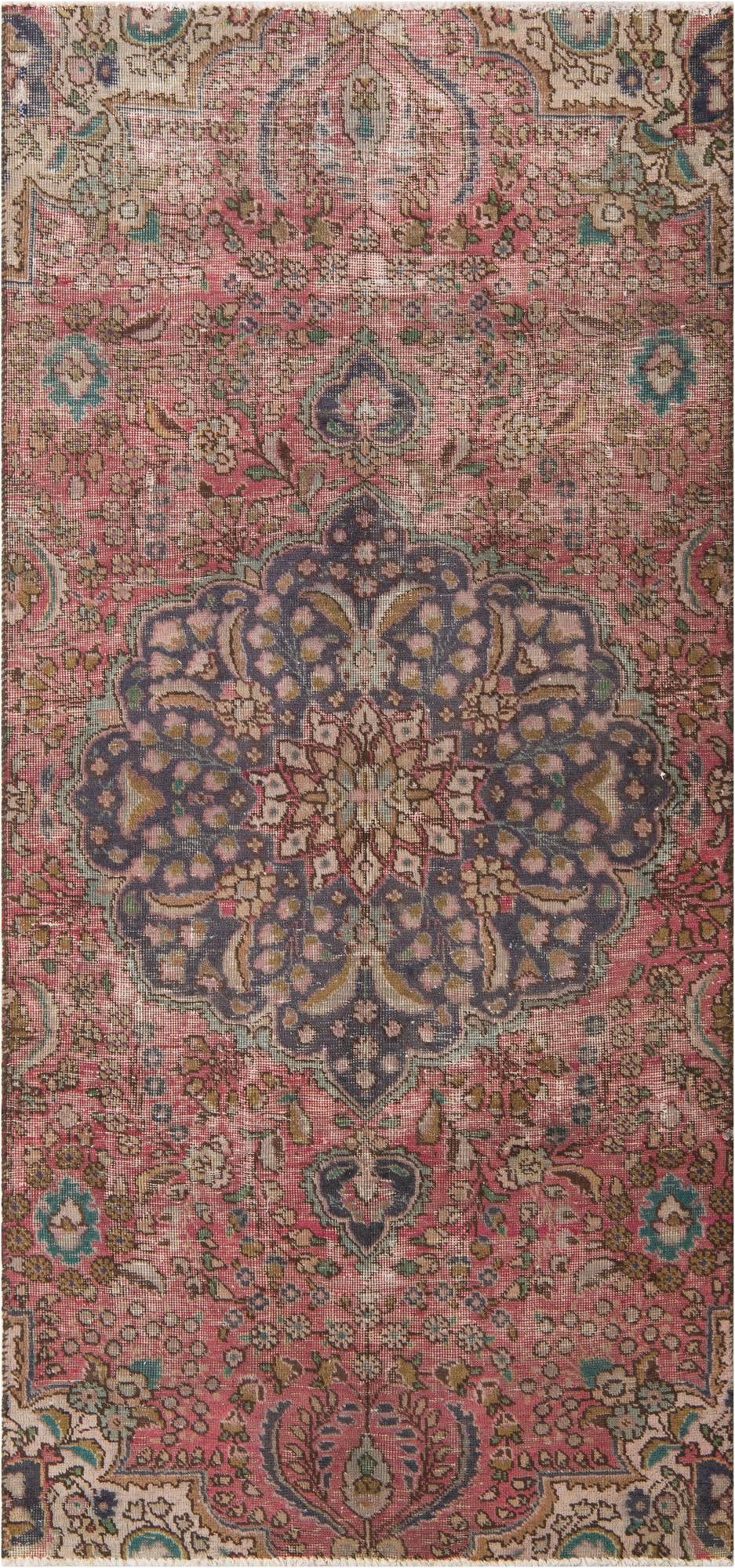 3' 10 x 8' 1 Hand Knotted Ultra Vintage Persian Wool Runner Rug