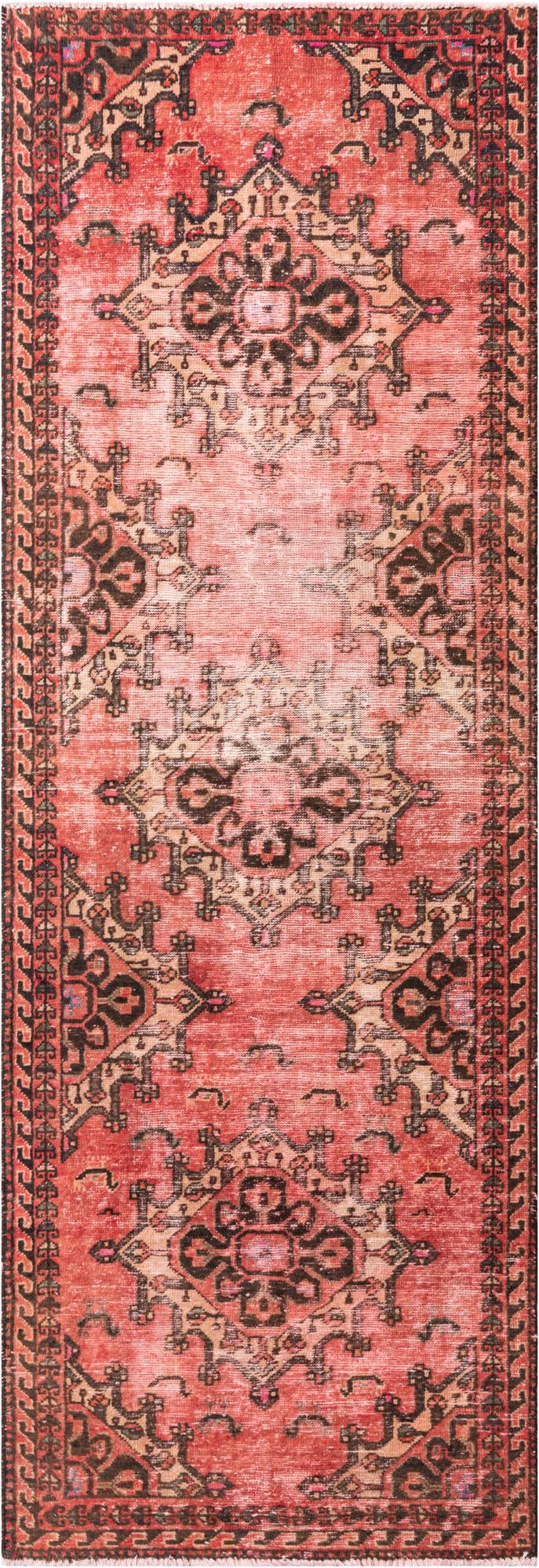 3' 2 x 9' 1 Hand Knotted Ultra Vintage Persian Wool Runner Rug
