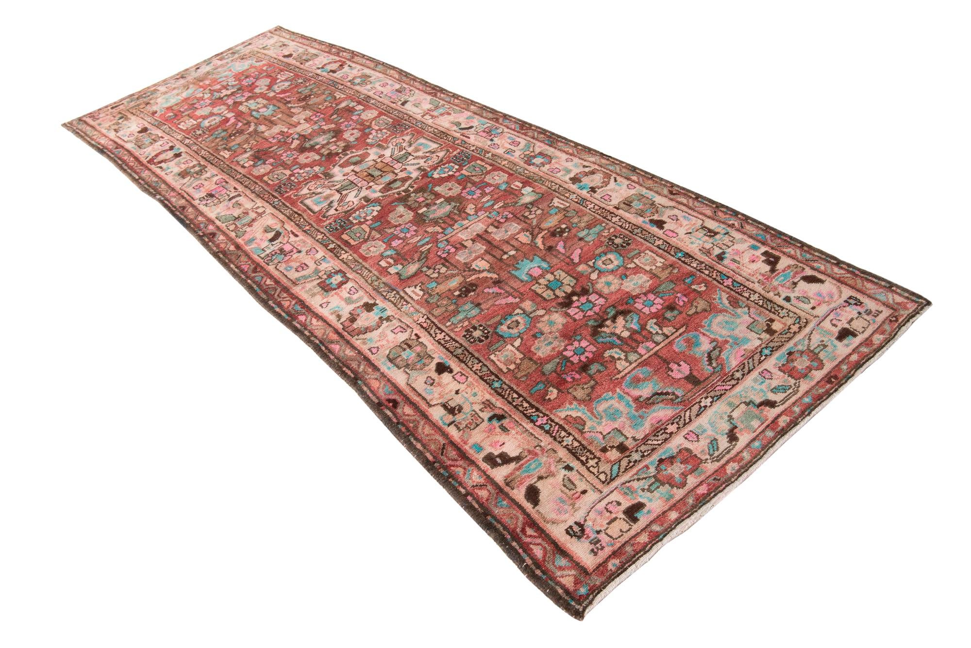 3' 9 x 10' 6 Hand Knotted Ultra Vintage Persian Wool Runner Rug