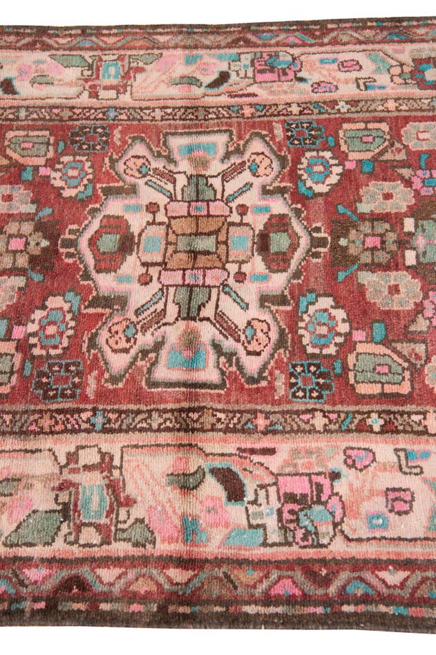 Detail image of 3' 9 x 10' 6 Hand Knotted Ultra Vintage Persian Wool Runner Rug