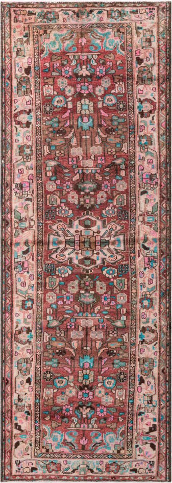 Detail image of 3' 9 x 10' 6 Hand Knotted Ultra Vintage Persian Wool Runner Rug