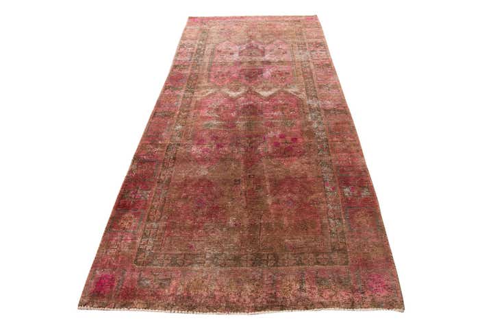 4' 5 x 10' 5 Hand Knotted Ultra Vintage Persian Wool Runner Rug